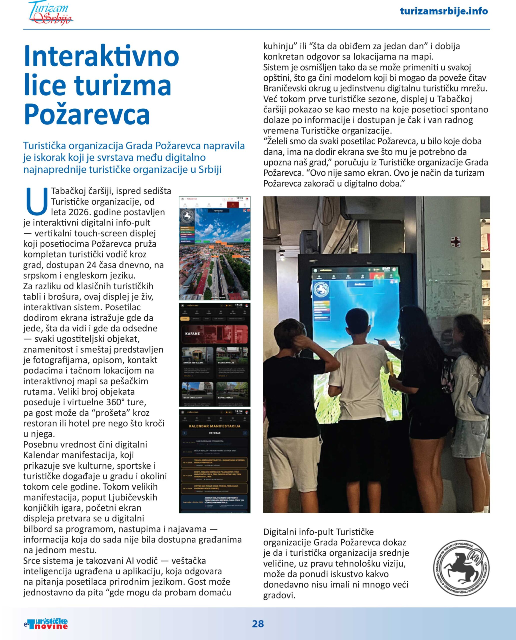 e-Turističke novine, oktobar 2026, str. 28 – Interaktivno lice turizma Požarevca